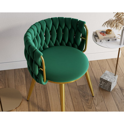 HMR Sweave Nordic Barrel Dining Chair with Velvet Upholstery (Set of 2) - Green