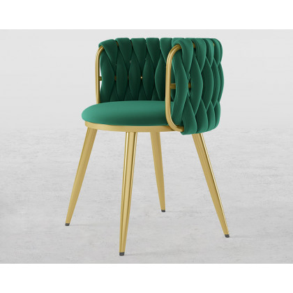 HMR Sweave Nordic Barrel Dining Chair with Velvet Upholstery (Set of 2) - Green