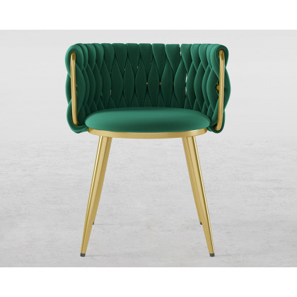 HMR Sweave Nordic Barrel Dining Chair with Velvet Upholstery (Set of 2) - Green