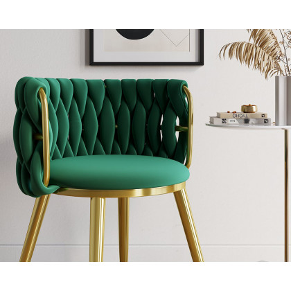 HMR Sweave Nordic Barrel Dining Chair with Velvet Upholstery (Set of 2) - Green