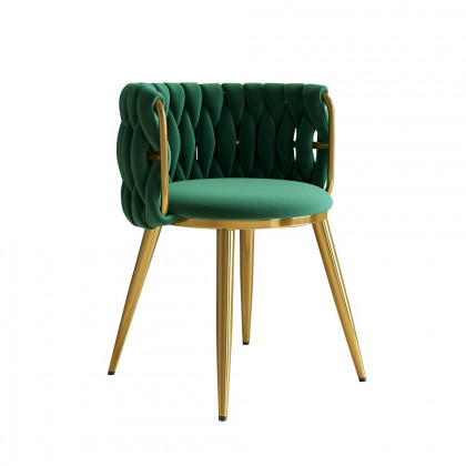 HMR Sweave Nordic Barrel Dining Chair with Velvet Upholstery (Set of 2) - Green