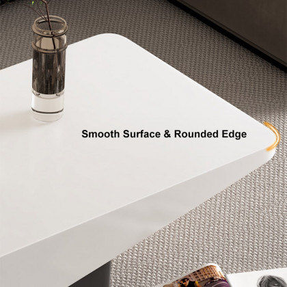 HMR - 47" Block Coffee Table White Rectangular with Drawer Storage in Black
