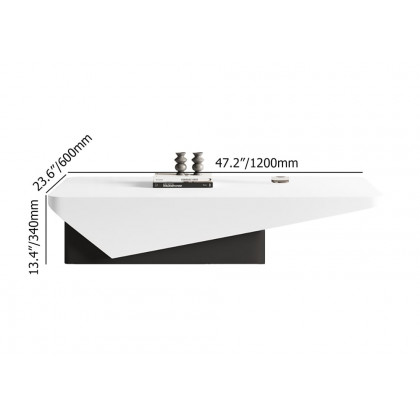 HMR - 47" Block Coffee Table White Rectangular with Drawer Storage in Black