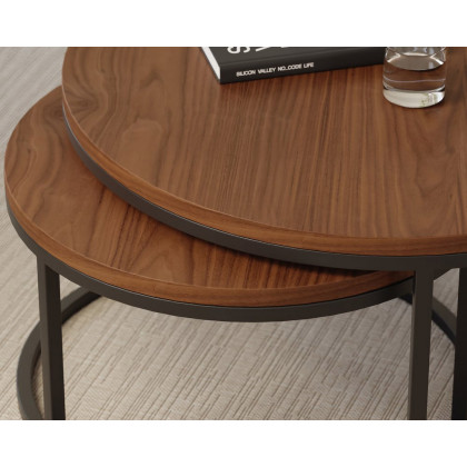 HMR Fero Extendable TV Stand & Nesting Coffee Table Set - Walnut, 78.7"W x 15.7"D x 13.8"H, Style B