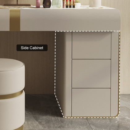 HMR - Modern Gray Makeup Vanity Set with Side Cabinet Dressing Table with Mirror & Stool