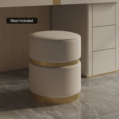 HMR - Modern Gray Makeup Vanity Set with Side Cabinet Dressing Table with Mirror & Stool