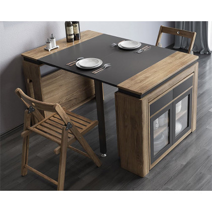 HMR - Dining Set 70.9" Farmhouse Rectangle Folding Storage Dining Table With 4 Chairs