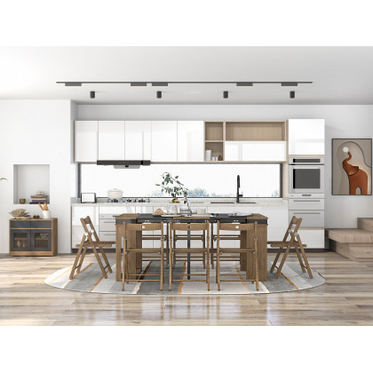 HMR - Dining Set 70.9" Farmhouse Rectangle Folding Storage Dining Table With 4 Chairs