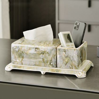HMR - Marble Tissue Box Ceramics Tissue Holder Set