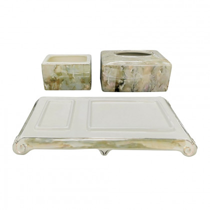 HMR - Marble Tissue Box Ceramics Tissue Holder Set