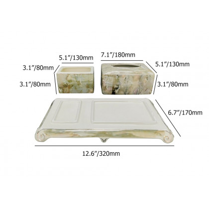 HMR - Marble Tissue Box Ceramics Tissue Holder Set