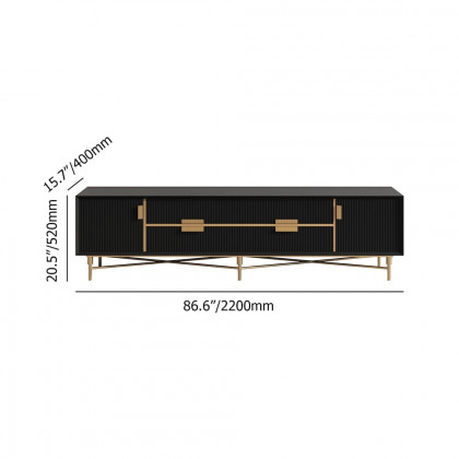 HMR Modern Rectangle TV Stand Media Console for 85" TVs with 4 Drawers & Doors MDF - Black, 86.6"
