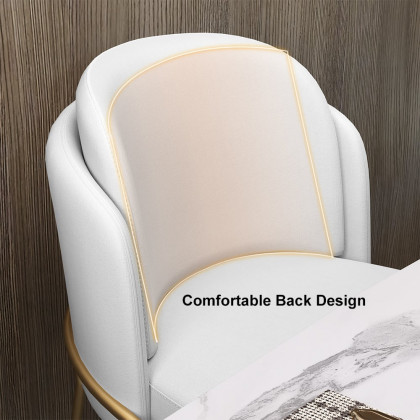 HMR Linenic Series Modern Dining Chairs with Linen Upholstery - White/Gold, Set of 2