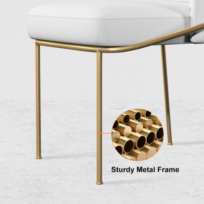 HMR Linenic Series Modern Dining Chairs with Linen Upholstery - White/Gold, Set of 2