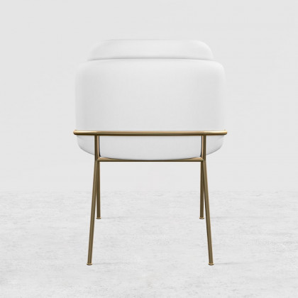 HMR Linenic Series Modern Dining Chairs with Linen Upholstery - White/Gold, Set of 2