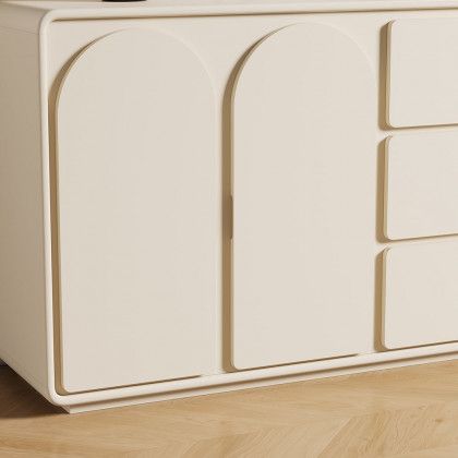 HMR - 59" Modern Off White Sideboard Buffet with Storage Credenza Arch Door