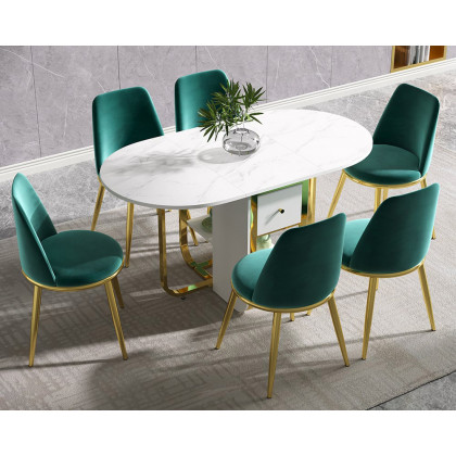 HMR 59.1" Modern Rectangle Leaf Folding Wood Dining Table with Storage Seats 4-6 People - White