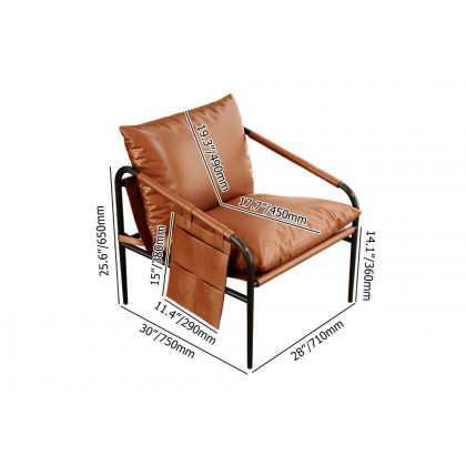 HMR Accent Chair with Stainless Steel Frame - Black & Brown, PU Leather, Set Of 2