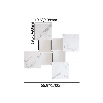 HMR - Square Marble Veneer Coffee Table Sliding Top with Storage in White