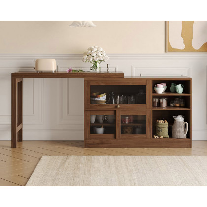 HMR - Farmhouse Extendable Wood Sideboards and Cabinets with Ample Storage