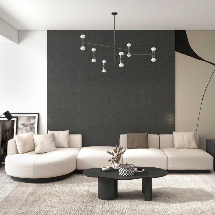 HMR - 146.9" L-Shaped Sectional Corner Modern Modular Sofa in Beige with Pillows & Black Legs