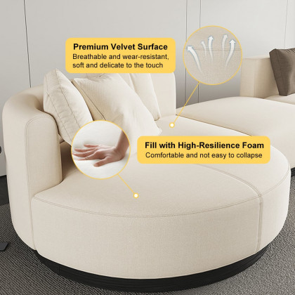 HMR - 146.9" L-Shaped Sectional Corner Modern Modular Sofa in Beige with Pillows & Black Legs