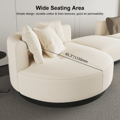 HMR - 146.9" L-Shaped Sectional Corner Modern Modular Sofa in Beige with Pillows & Black Legs