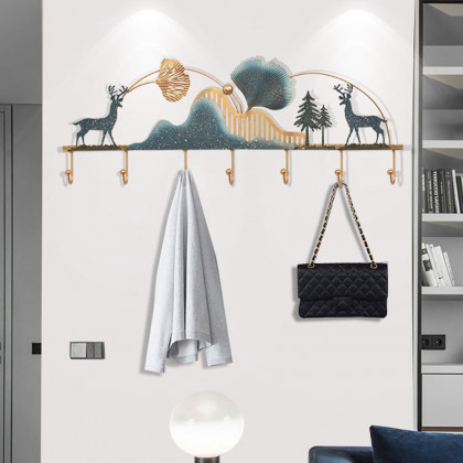 HMR - 31.5" Wide Metal 7-Hook Wall Mounted Coat Rack Modern Hallway Coat Stand
