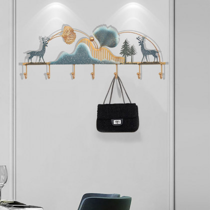 HMR - 31.5" Wide Metal 7-Hook Wall Mounted Coat Rack Modern Hallway Coat Stand