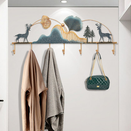 HMR - 31.5" Wide Metal 7-Hook Wall Mounted Coat Rack Modern Hallway Coat Stand