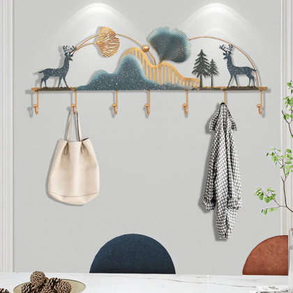 HMR - 31.5" Wide Metal 7-Hook Wall Mounted Coat Rack Modern Hallway Coat Stand