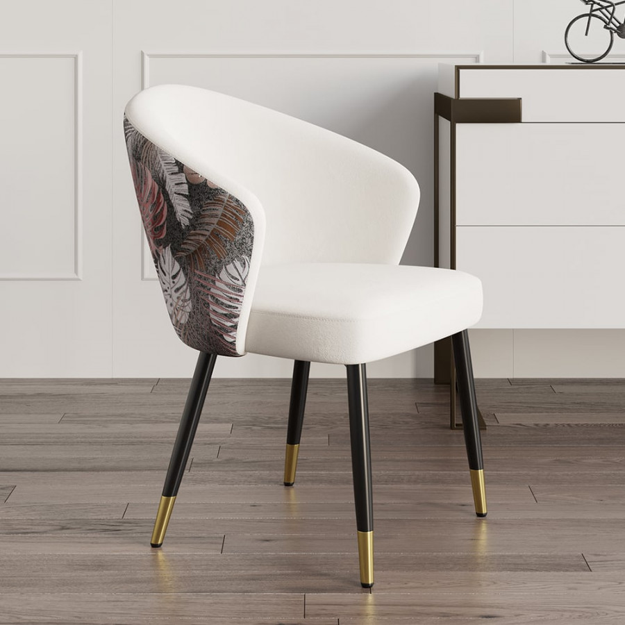 HMR Modern Dining Chairs with Velvet Upholstery - White, 1-Piece