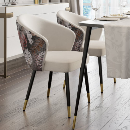HMR Modern Dining Chairs with Velvet Upholstery - White, 1-Piece