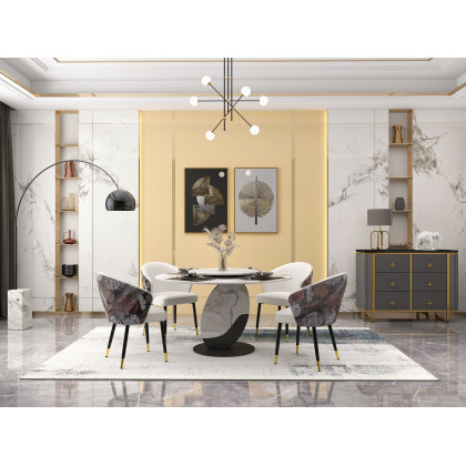 HMR Modern Dining Chairs with Velvet Upholstery - White, 1-Piece