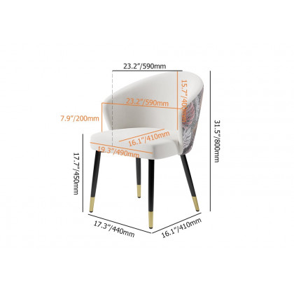 HMR Modern Dining Chairs with Velvet Upholstery - White, 1-Piece