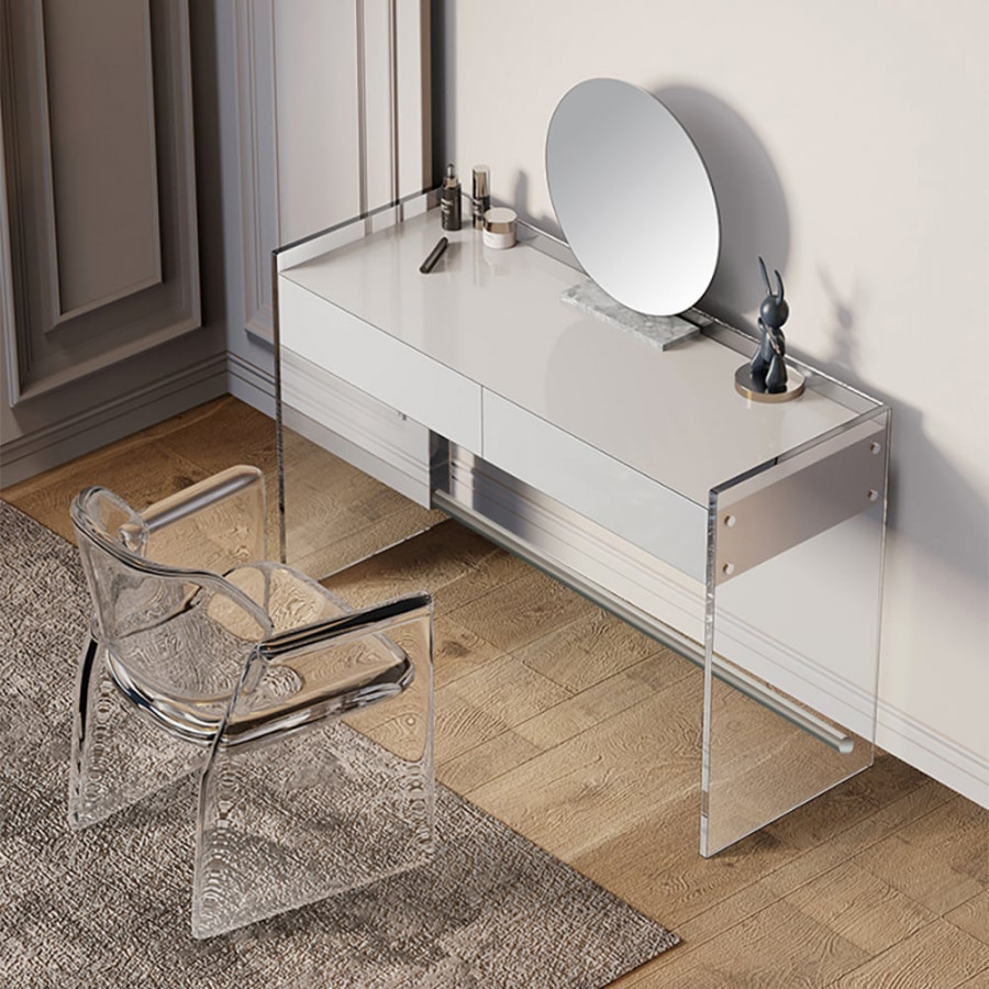 HMR - Modern Floating Acrylic Makeup Vanity Vanity Desk with Drawers