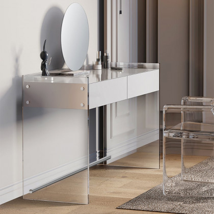 HMR - Modern Floating Acrylic Makeup Vanity Vanity Desk with Drawers