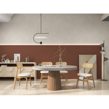 HMR 39"-55" Japandi Style Oval & Round Extendable Wood Dining Table (Seats 4-6 People) - Gray