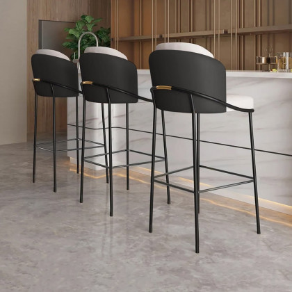 HMR Linenic Series Modern PU Leather Bar Stools - Black, 20.9"L x 20.9"W x 41.3"H, 2-Pieces