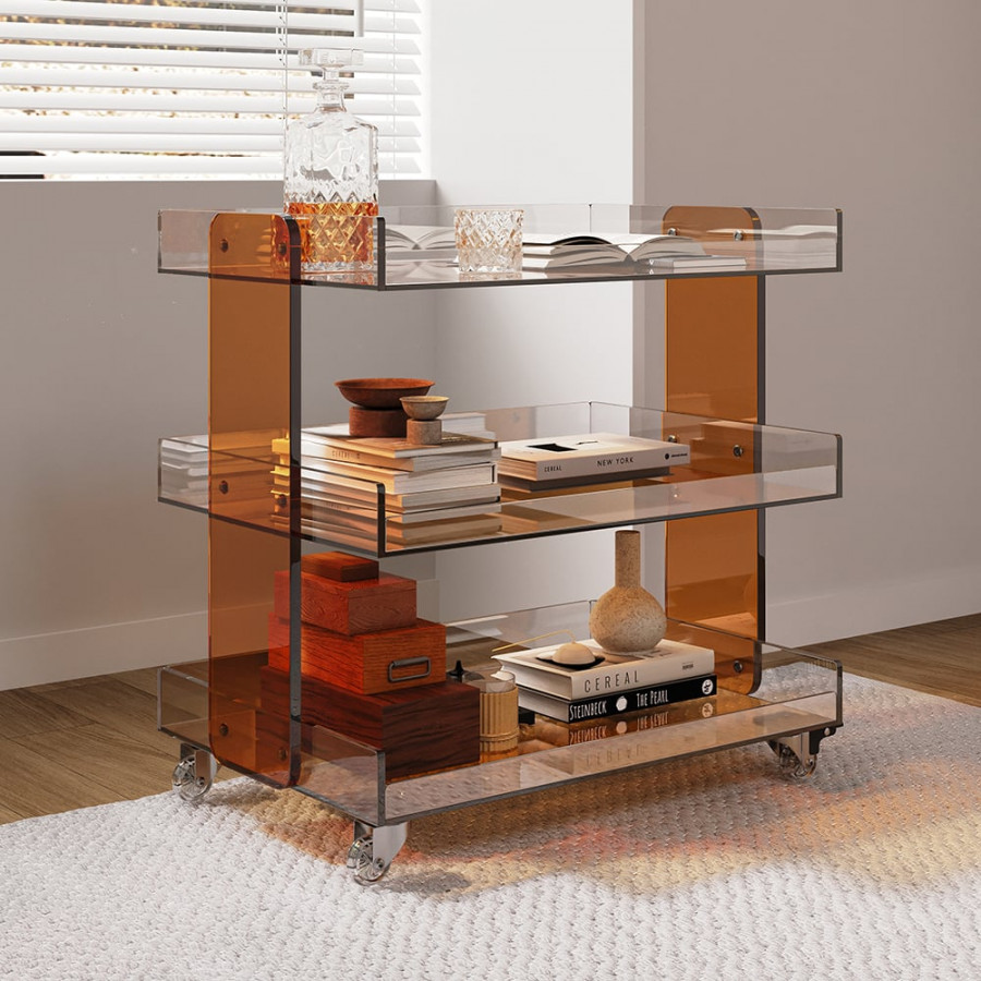 HMR - 23.6" Modern 3-Tier Acrylic Bar Cart