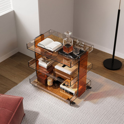 HMR - 23.6" Modern 3-Tier Acrylic Bar Cart