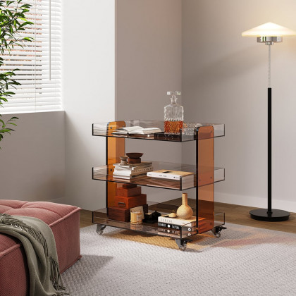 HMR - 23.6" Modern 3-Tier Acrylic Bar Cart