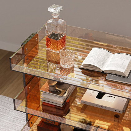 HMR - 23.6" Modern 3-Tier Acrylic Bar Cart
