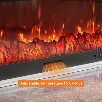 HMR Electric Fireplace TV Stand with Remote Control - White, MDF, 70.9"W×12.6"D×23.6"H