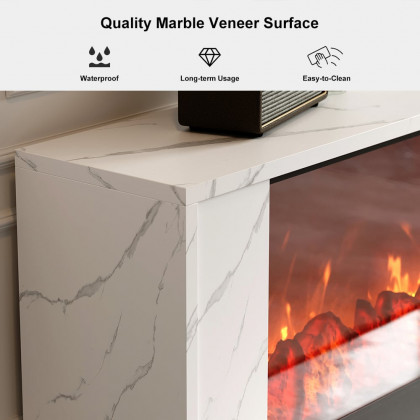 HMR Electric Fireplace TV Stand with Remote Control - White, MDF, 70.9"W×12.6"D×23.6"H