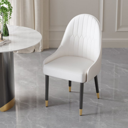 HMR Darg Series Modern PU Leather Upholstery Dining Chairs - Off-White, Set of 4