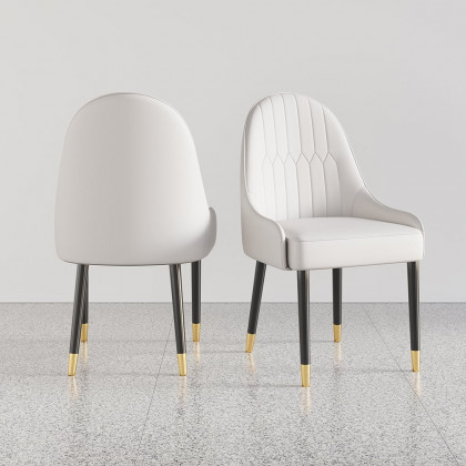 HMR Darg Series Modern PU Leather Upholstery Dining Chairs - Off-White, Set of 4