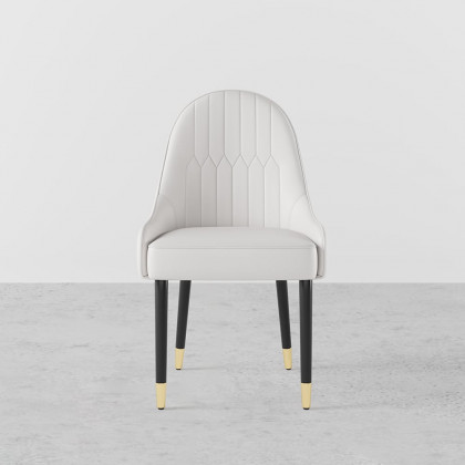 HMR Darg Series Modern PU Leather Upholstery Dining Chairs - Off-White, Set of 4