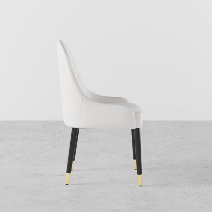 HMR Darg Series Modern PU Leather Upholstery Dining Chairs - Off-White, Set of 4