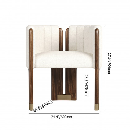 HMR Boucle Fluted Upholstered Accent Chair with Wood Frame - White